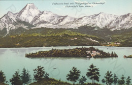 CARTOLINA  FAAKERSEE-INSEL,CARINZIA,AUSTRIA-MIT MITTAGSKOGEL U.TURKENKOPF. (SCHWELLE'S INSEL HOTEL)-NON VIAGGIATA - Faakersee-Orte