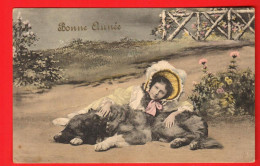 ABC-13  Bonne Année Jeune Fille Et Son Chien  Setter. Circ. 1909  - Neujahr