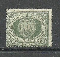 SAN MARINO 1892 Michel 13 Bollo Postale (*) Mint No Gum/ohne Gummi - Unused Stamps