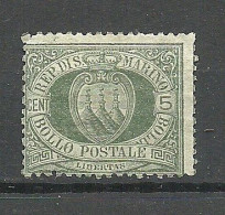 SAN MARINO 1892 Michel 13 Bollo Postale (*) Mint No Gum/ohne Gummi - Neufs