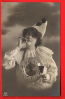 ABC-22 Bonne Année Clown Blanc  Horloge Minuit. Circulé 1911 - New Year