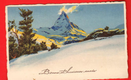 ABC-28 Bonne Année Matterhorn Cervin . Circulé 1934  - Neujahr