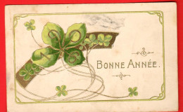 ABC-31 Bonne Année Trèfles à Quatre  Gaufré Geprägt.  Circulé 1905 - Neujahr