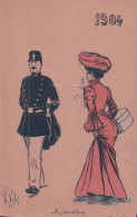 L. Vallet Illustrateur, Jeune Femme En Costume Et Officier, Litho (1904) - Vallet, L.