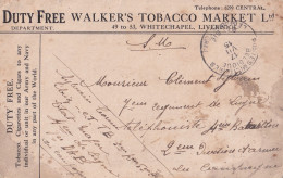 14-18 CP DUTY FREE WALKER'S TOBACCO MARKET Tabac  - Whitechapel Liverpool  PMB 17 V 1915 ! - Not Occupied Zone