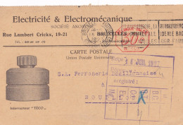 ANDERLECHT 19-21 Rue Lambert Crickx  Affr. Mécanique  B 149  En 1927 Sur  CP Pub Ill Electricité  - ...-1959