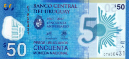 Uruguay 50 Pesos Uruguayos 2017 POLYMER UNC P-100 "free Shipping Via Regular Air Mail (buyer Risk)" - Uruguay