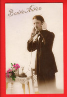 ABC-36 Bonne Année Jeune Homme Au Téléphone. Roses.  Circulé 1922 - New Year