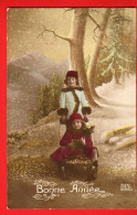 ABC-38 Bonne Année Enfants Sur Une Luge.  Circulé 1919  - New Year
