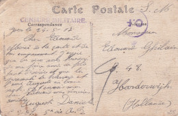 CP YSER 24 V 1917 Vers Un  Interné Aux Pays Bas HARDERWIJK  Griffe CENSURE MILITAIRE + C.F. Folkestone - Zona Non Occupata