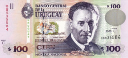 Uruguay 100 Pesos Uruguayos 2000 UNC P-84A "free Shipping Via Regular Air Mail (buyer Risk)" - Uruguay
