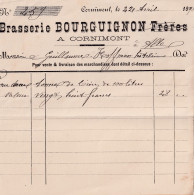 Ancienne Facture BRASSERIE Bouguignon à Cornimont  ALLE 22 Avril 1898 2 Tonneaux De Bière  - 1800 – 1899