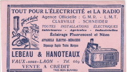 Buvard Illustré RADIO ELECTRICITE Clarville Schneider Lebeau & Hanoteaux  Vaux-sous- Laon - R