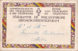 Enveloppe Télégramme De Philantropie Liefdadigheidstelegram  Ange Scout Tambour Mariage Déposé à Bioul Pour MELIN - Telegrams