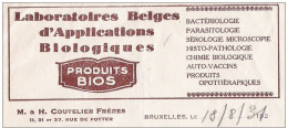 Ancienne Facture Oude Factuur  SCHAERBEEK Rue De Potter Laboratoires Belges D'application Biologique Médecine Pharmacie - 1950 - ...