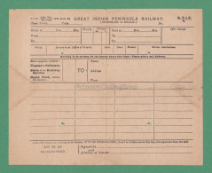 INDIA 1924 - GREAT INDIAN PENINSULA RAILWAY (Incorporated In England) - Telegraph Form With Message At Back - As Scan - Wereld