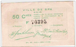 Petit Bon (nécessité) 50 C De La Ville De Spa Le 8 VI 1916 - Payable Rétablissement De La Situation Normale ! - Andere & Zonder Classificatie