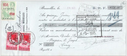 Paire TP  387  Expo  Bruxelles  Sur Mandat (ou Reçu)  Pub Rue Des Chartreux BOUHON Bruxelles  1935  +  Timbre Fiscal - Documenti