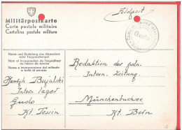 Militär Postkarte Interné Polonais SUISSE GUDO  Vers MUNCHENBUCHSEE  Internement  Camp 1942 - Campo Di Prigionieri