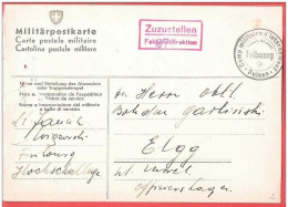 Militär Postkarte Interné Polonais SUISSE FRIBOURG  Internement  Camp 8 XI 1942 Vers Elgg Carte Déchirée !!! - Campo Di Prigionieri