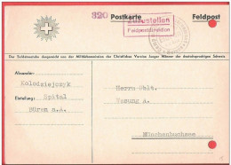 Militär Postkarte Interné Polonais SUISSE BUREN  Vers MUNCHENBUCHSEE  Internement  Camp 1942 - Campo De Prisioneros