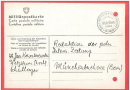 Militär Postkarte Interné Polonais SUISSE  Redaktion Polnishe  Intern. Zeitung MUNCHENBUCHSEE WETZIKON Internement  Camp - Prisoner Camps