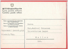 Militär Postkarte Interné Polonais SUISSE  SIRNACH Vers MEILEN  Internement  Camp 1945 - Gefängnislager