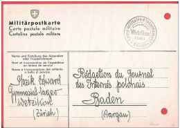 Militär Postkarte Interné Polonais GONIC OBOZOWY Journal Interné  WETZIKON Vers BADEN  Bureau Des Renseignements - Campo De Prisioneros