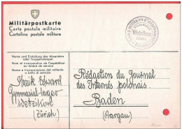 Militär Postkarte Interné Polonais GONIC OBOZOWY Journal Interné  WETZIKON Vers BADEN  Bureau Des Renseignements - Gefängnislager