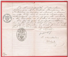 Certificat De Résidence TIMBRE ORDINAIRE 15 Centimes  CANTON De VAUD Municipalité D'YVERDON 3 II 1879 - 1843-1852 Poste Federali E Cantonali