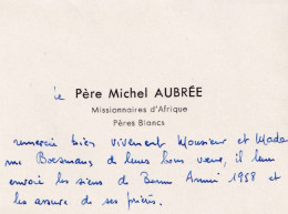 Carte De Visite Ancienne CONGO BELGE  Pere Michel AUBREE Missionnaire D'Afrique  Pères Blancs - Cartes De Visite