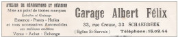 Ancienne Facture Oude Factuur SCHAERBEEK Rue Creuse 33 Automobile  Réparation  Garage ALBERT FELIX  1938 - Automobilismo