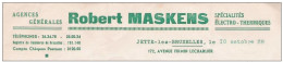 Ancienne Facture Oude Factuur  JETTE LEZ BRUXELLES Avenue Firmin Leharlier, 172 Robert MASKENS - Elettricità & Gas