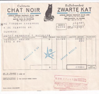 Ancienne Facture Illustrée CHAT NOIR ZWARTE KAT Café Koffie  Logo EXPOSITION 58 +  Timbre Fiscal Méc. VAN ZUYLEN LIEGE - Alimentare