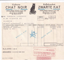Ancienne Facture Illustrée CHAT NOIR ZWARTE KAT Café Koffie  Logo EXPOSITION 58 +  Timbre Fiscal Méc. VAN ZUYLEN LIEGE - Levensmiddelen