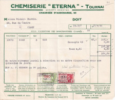 Ancienne Facture TOURNAI 95, Chaussée D'Audernarde  Chemiserie ETERNA En 1942 - Kleidung & Textil