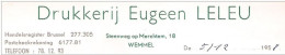 Ancienne Facture  DRUKKERIJ IMPRIMERIE   Wemmel Steenweg Op Merchtem, 18 Eugeen LELEU  1958 - Imprimerie & Papeterie