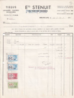 Ancienne Facture  BRUXELLES 9, Bvd Baudouin  Ets STENUIT Tissu Lainage Soierie 1942 - Vestiario & Tessile