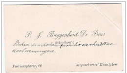 Ancienne Carte De Visite De P.J. Buggenhout - De Prins : Schoolhoofd -Fuérisonplaats,16 Te STEENOCKERZEEL (Humelghem) - Cartes De Visite