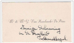 Ancienne Carte De Visite De Mr & Mw Van Humbeeck - De Prins   Te STEENOCKERZEEL - Cartes De Visite