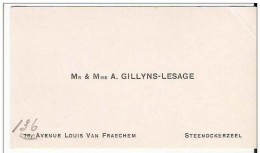 Ancienne Carte De Visite De Mr & Mme A. Gillyns - Lesage - 136, Av Louis Van Fraechem Te STEENOCKERZEEL - Cartes De Visite