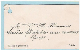 Ancienne Carte De Visite De Mme Ph. HAUWAERT - Rue Des Béguinettes, 5  à WATERMAEL -  BOITSFORT - Cartes De Visite