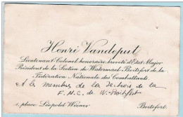 Ancienne Carte De Visite De Henri VANDEPUT Lieutenant Colonel  1, Place WIENER  à BOITSFORT - Cartes De Visite