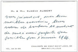 Ancienne Carte De Visite : Mr Et Mme Eugène Aubert - Chaussée De Mont-Saint-Jean,80 à Braine-l'Alleud - Cartes De Visite