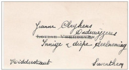 Ancienne Carte De Visite : Louise Verhoeven Biffé Jeanne Cleykens (onderwijzeres) Ridderstraat Te SAVENTHEM / ZAVENTEM - Cartes De Visite