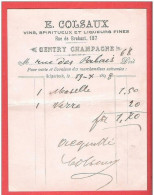 Ancienne  Petite  Facture  Vin Spiritueux Liqueur Rue De Brabant 187 à SCHAERBEEK 19 X 1898 - 1800 – 1899