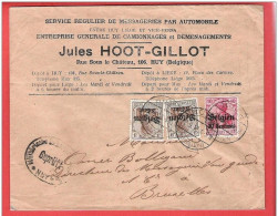 TP OC Obl HUY 12 IX 1916 + Censure Sur L SERVICE DE MESSAGERIES Par AUTOMOBILE Entre HUY Et LIEGE  HOOT GILLOT  ! - OC26/37 Etappengebied.