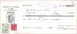 TP 403 Léopold III Mandat (ou Reçu) Pub Ill Pantalon  LEZAIRE 3, Rue Niélon  - 128 Rue De Want à L AEKEN + Fiscal - Documentos