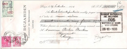TP 403 Léopold III   Mandat (reçu) Pub  Bonneterie DUJARDIN à LEUZE  1936 + Fiscal - Documenten