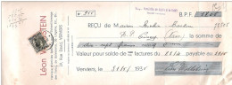 TP 401 Léopold III Sur Mandat (ou Reçu)  Pub  LEON WITTSTEIN  Bonneterie Lingerie Tissu 39, Rue David VERVIERS 1935 - Documentos